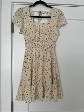 Altar'd State Cream Mini floral Dress size extra small cottagecore